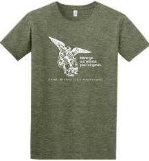 Never Go Without Your Wingman - St. Michael T-Shirt, Color: Green, Size: 4XL